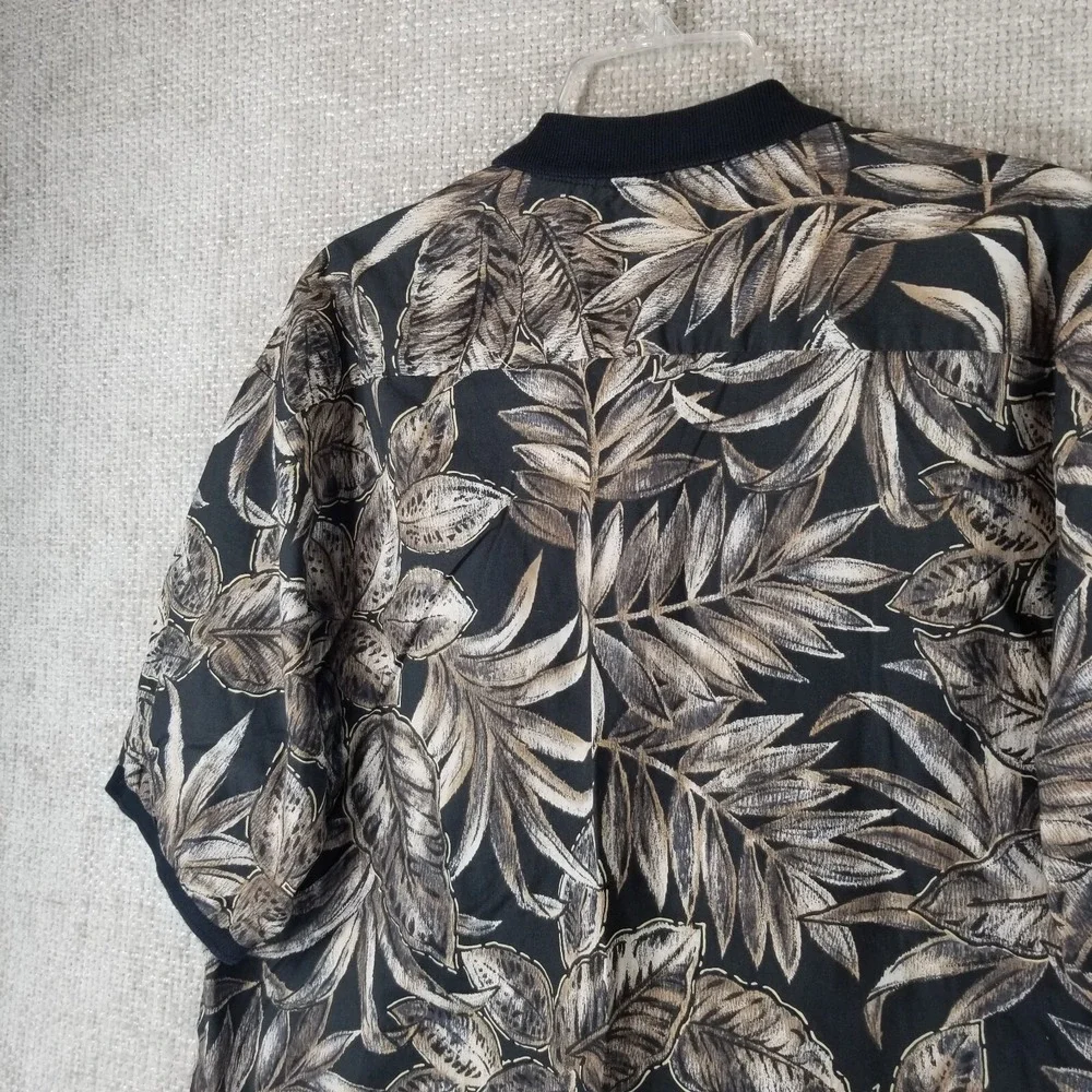 Tori Richard Honolulu Polo Shirt Men's Large 100% Cotton Lawn Brown Leaf‎ VTG